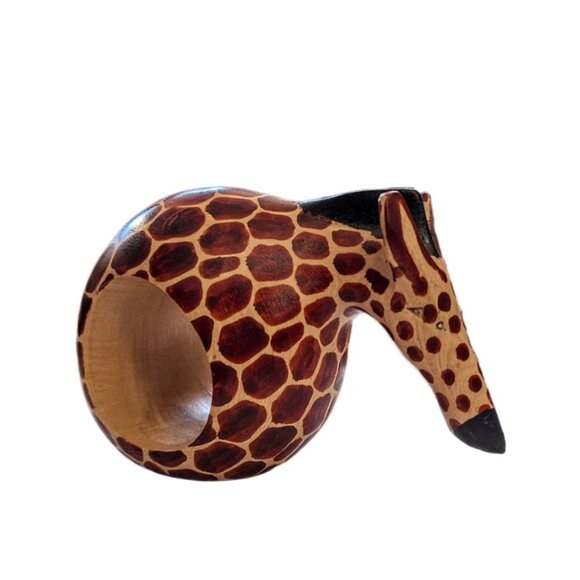 6 Hand Carved Wooden Safari Animals Napkin Holders EUC - Picture 4 of 8